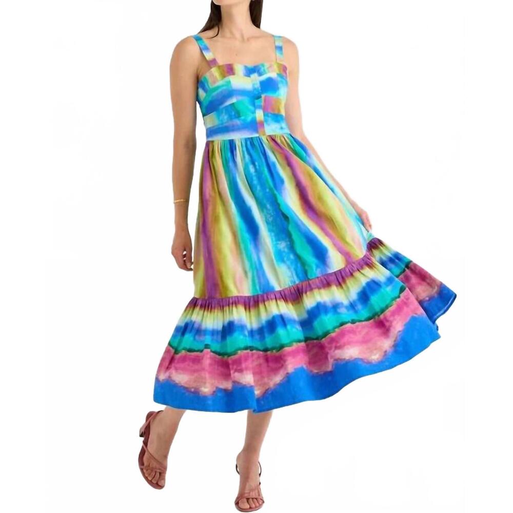 NEW ALIVIA sunset stripe gianna dress in multi